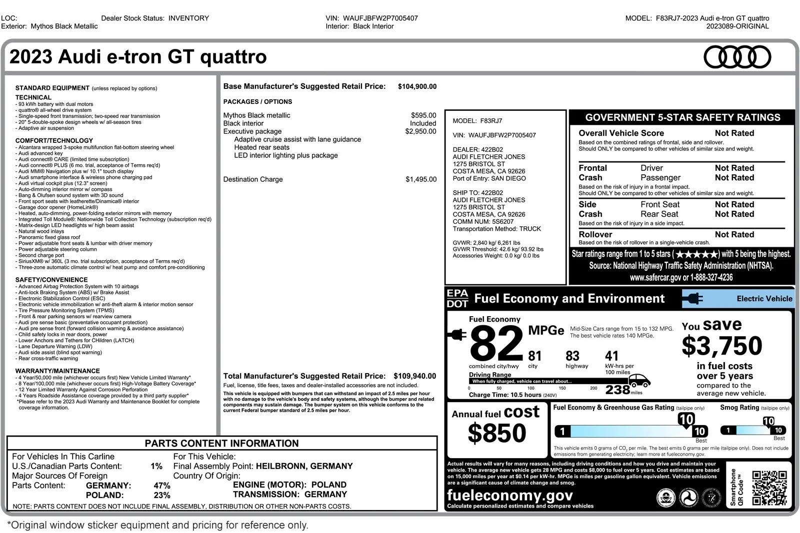audi e-tron gt 2023 WAUFJBFW2P7005407 image audi e-tron gt 2023 WAUFJBFW2P7005407 image